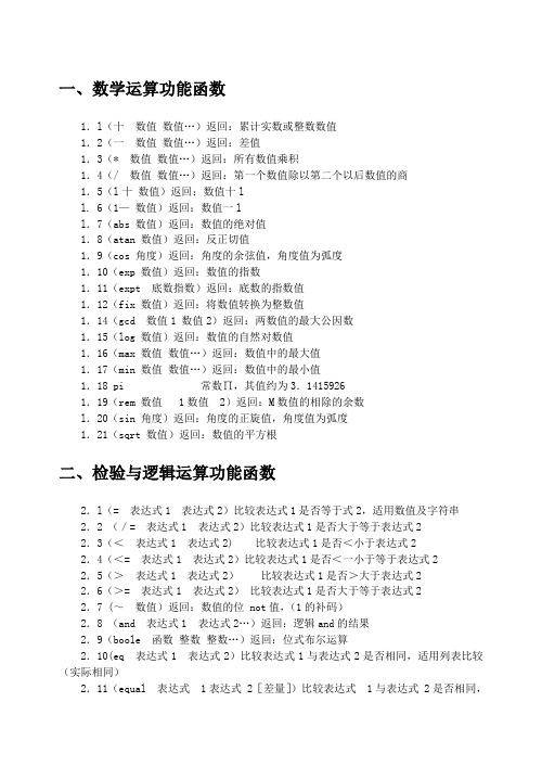autolisp函数大全