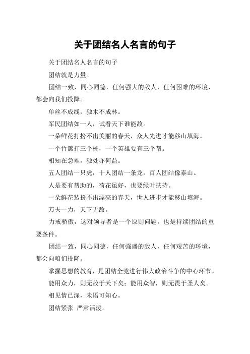 关于团结名人名言的句子