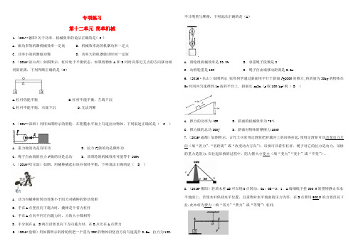 吉林省2018中考物理总复习 专项练习十二 简单机械