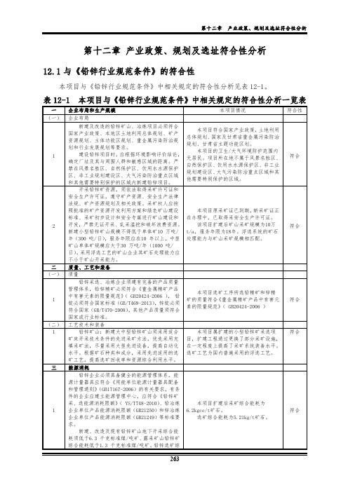 第十二章产业政策、规划及选址符合性分析