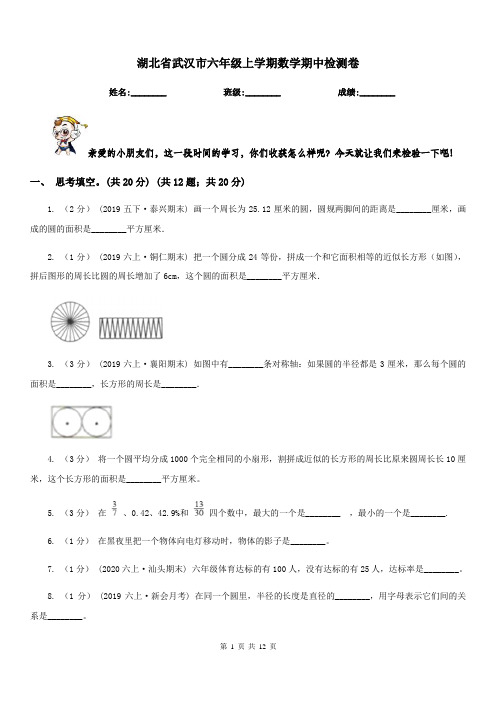 湖北省武汉市六年级上学期数学期中检测卷