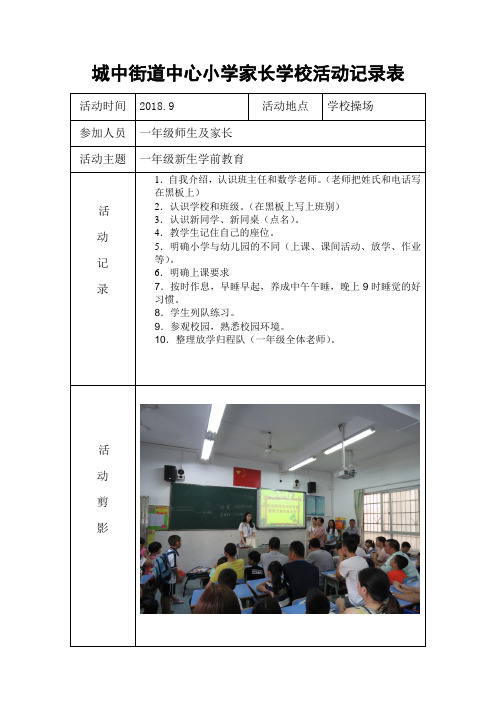 家长学校活动记录表