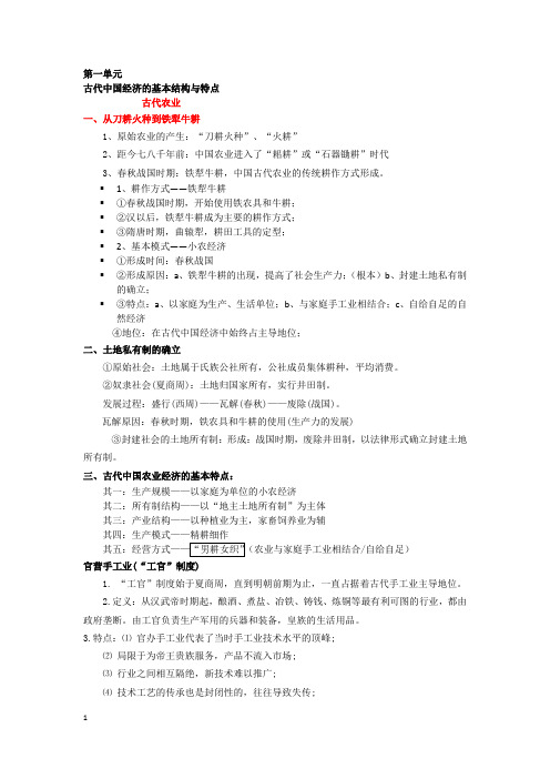 高一历史必修2强烈推荐(1--13)单元重要知识点总结