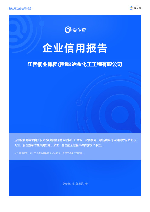 企业信用报告_江西铜业集团(贵溪)冶金化工工程有限公司