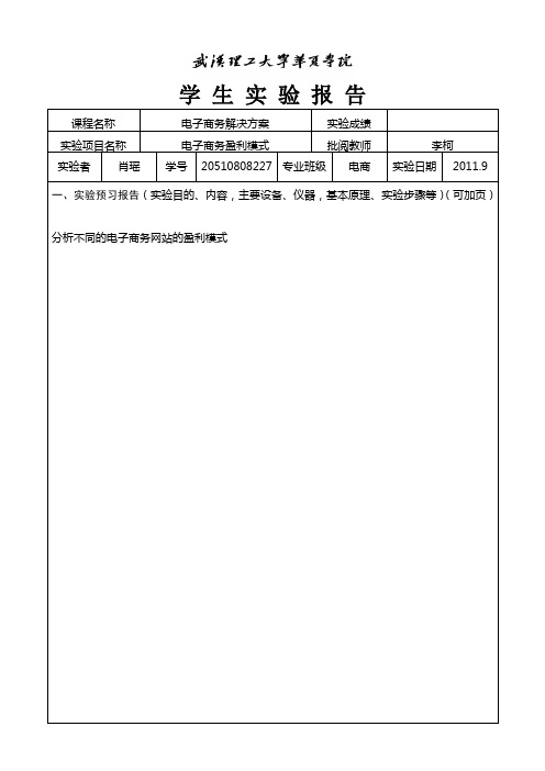 盈利模式报告