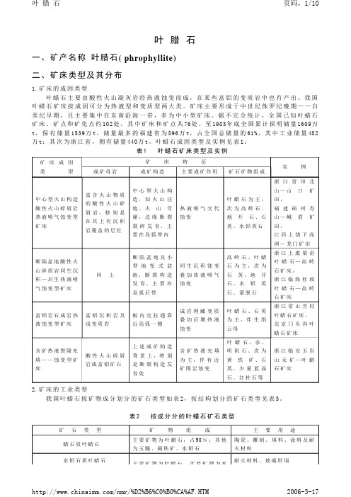 叶腊石简介