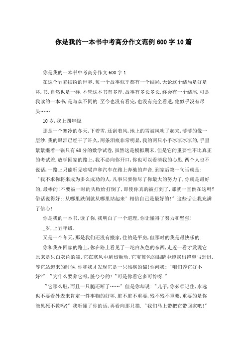 你是我的一本书中考高分作文范例600字10篇