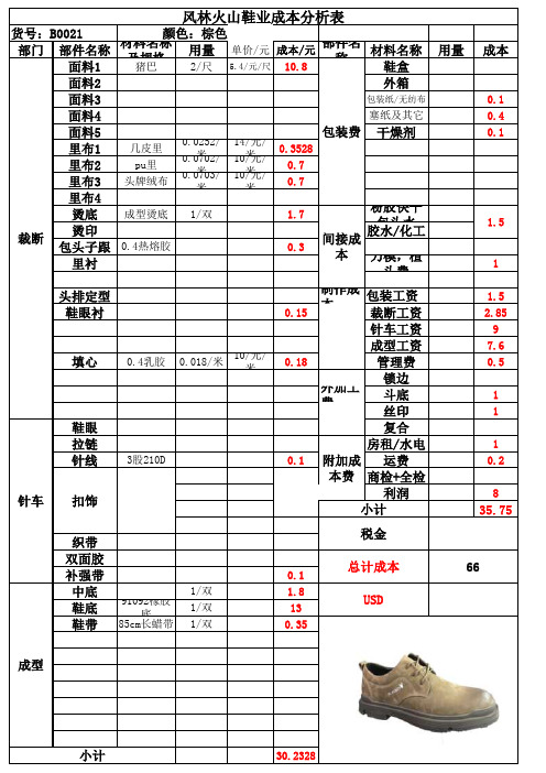 鞋厂成本核算