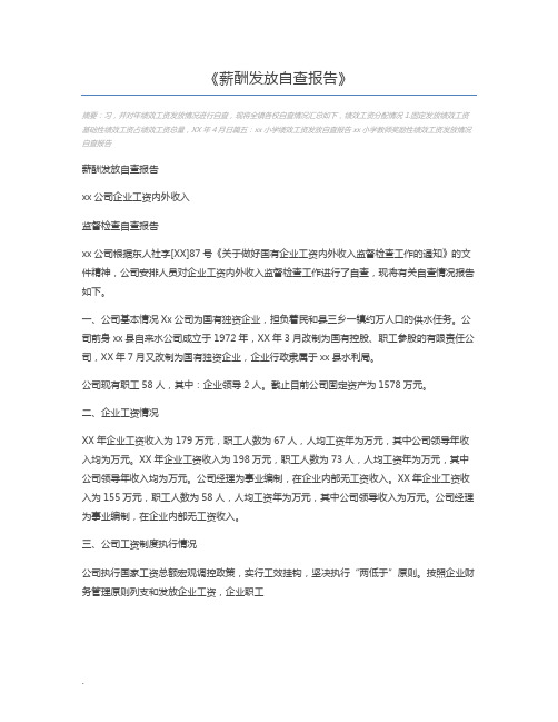 薪酬发放自查报告
