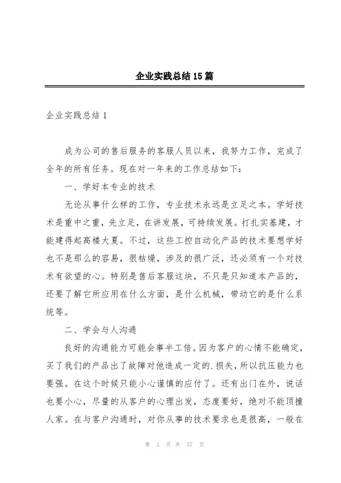 企业实践总结15篇