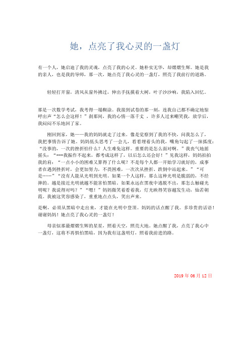 初中记叙文 她,点亮了我心灵的一盏灯-精品