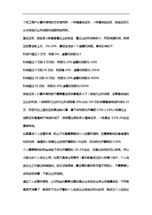 核定征收的个人经营所得税算法,个人经营所得税可以核定到多少
