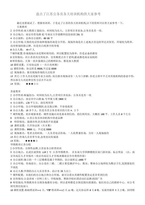 盘点了江苏公务员各大培训机构供大家参考