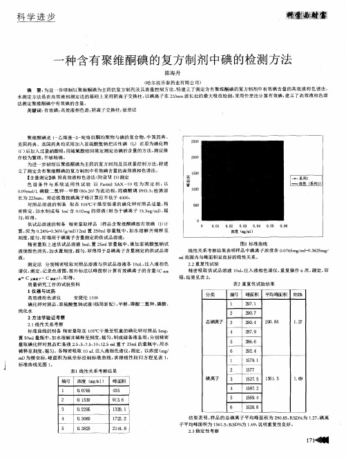 一种含有聚维酮碘的复方制剂中碘的检测方法