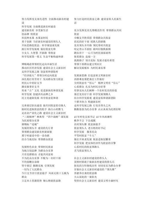 支书事迹好标题集锦