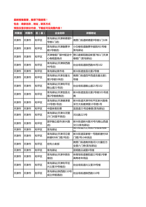 新版天津市天津市和平区菜鸟驿站企业公司商家户名录单联系方式地址大全19家