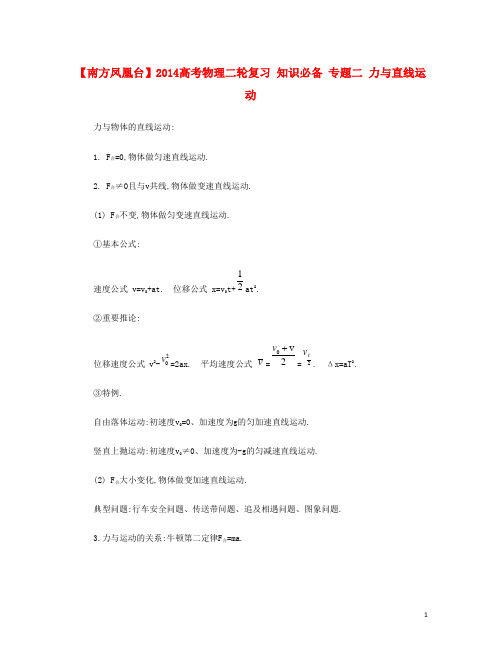 高考物理二轮复习 知识必备 专题二 力与直线运动