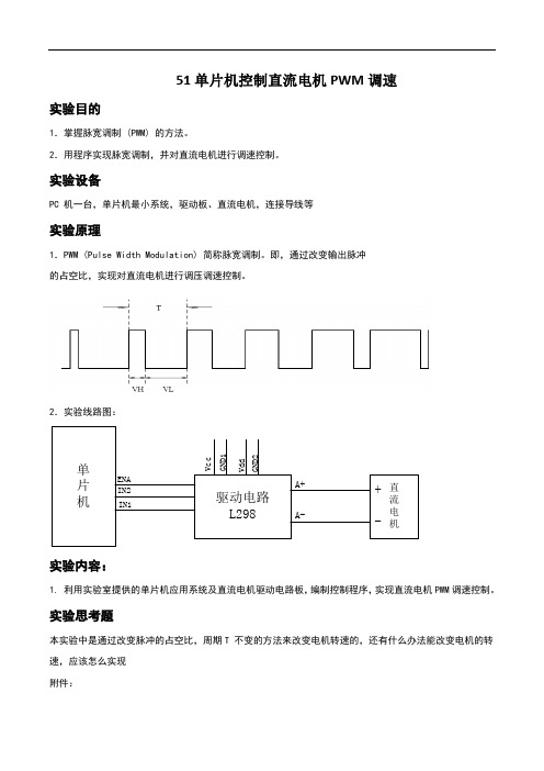 51单片机控制直流电机PWM调速