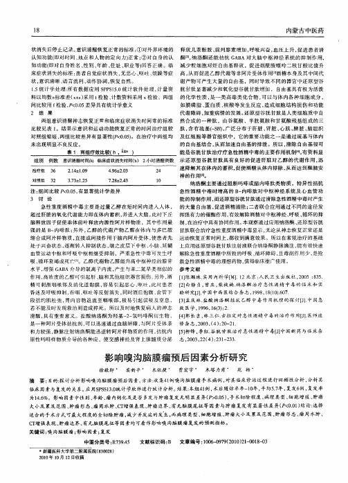 影响嗅沟脑膜瘤预后因素分析研究