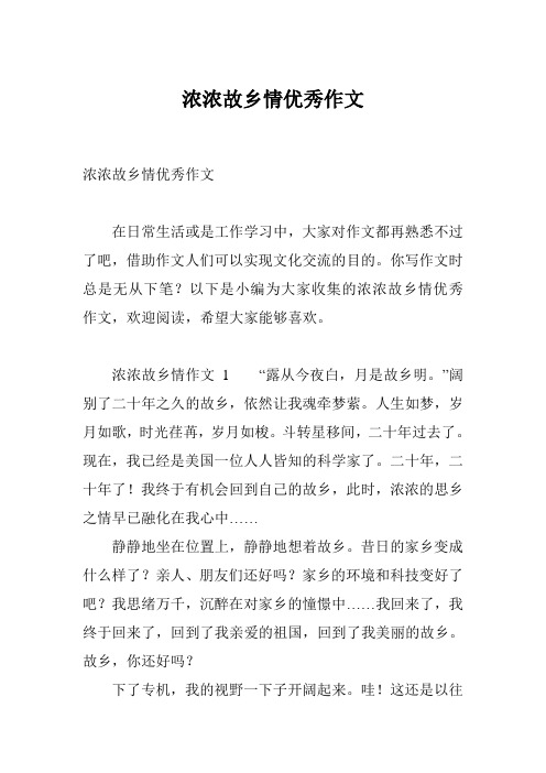 浓浓故乡情优秀作文