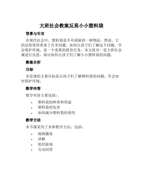 大班社会教案反思小小塑料袋