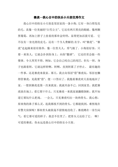 赛虎—我心目中的快乐小天使优秀作文