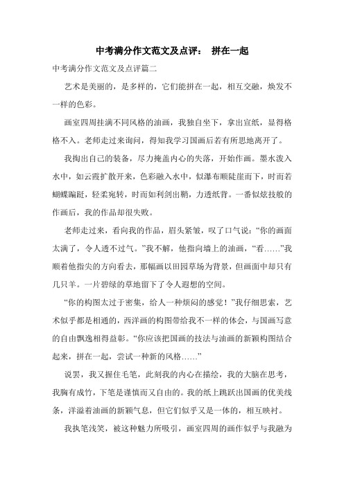 中考满分作文范文及点评： 拼在一起.doc