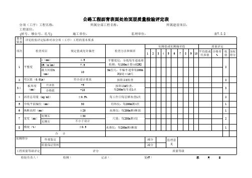 38公路工程沥青表面处治面层质量检验评定表