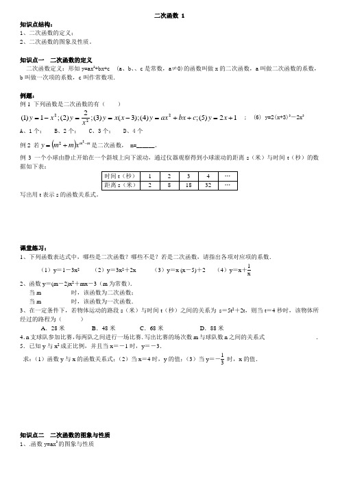 二次函数1图象与性质