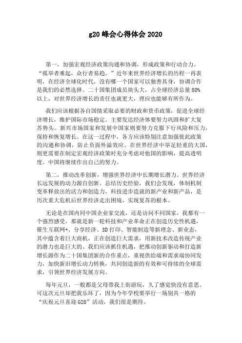 g20峰会心得体会2020