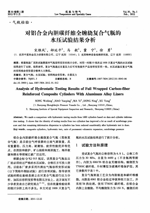 对铝合金内胆碳纤维全缠绕复合气瓶的水压试验结果分析