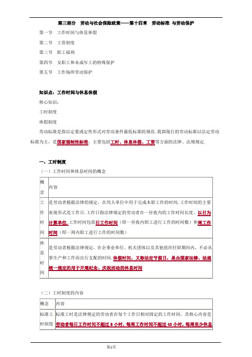人力资源管理专业知识与实务劳动与社会保险政策劳动标准与劳动保护