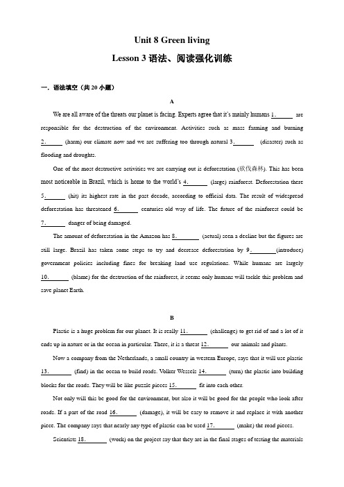 【新教材】8.3 “White Bikes” on the Road 练习-北师大版高中英语必修第三册(原卷版)