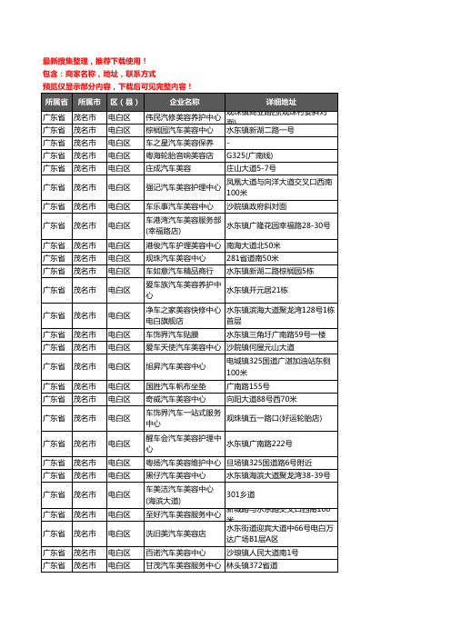 新版广东省茂名市电白区汽车装潢企业公司商家户名录单联系方式地址大全98家