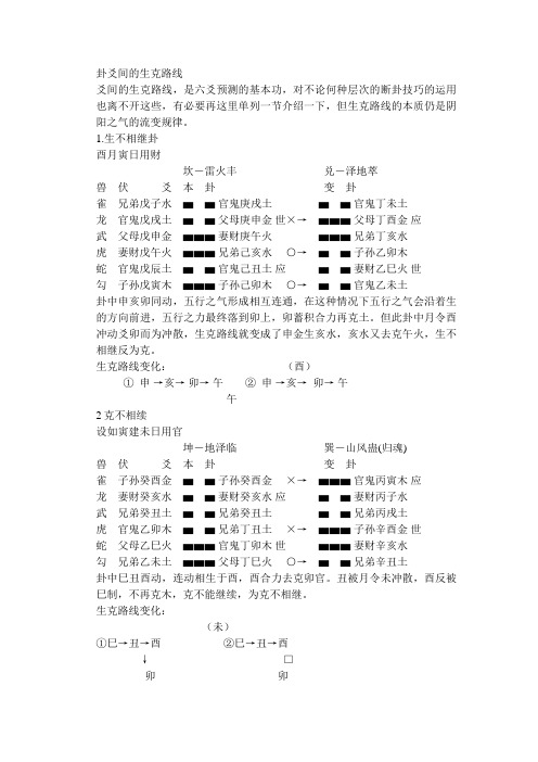 卦爻间的生克路线
