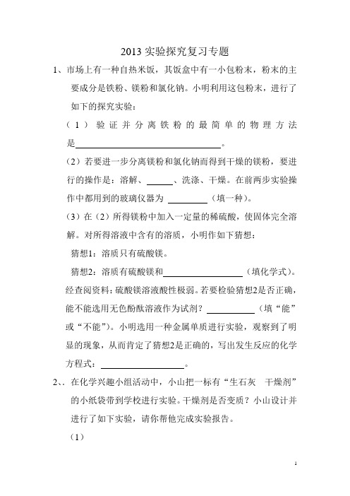 2013实验探究复习专题