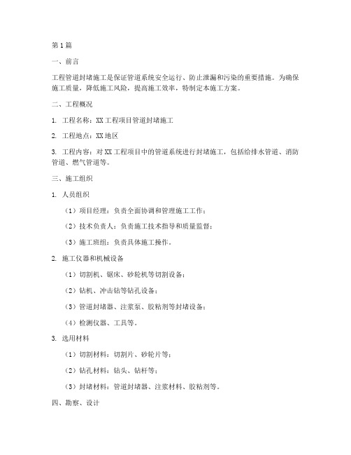 工程管道封堵施工方案(3篇)