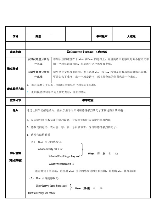2020-2021学年人教版九年级英语 Unit2 语法感叹句 教案
