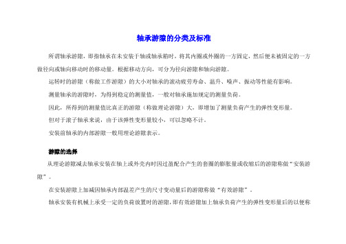 轴承游隙的分类及标准辩析