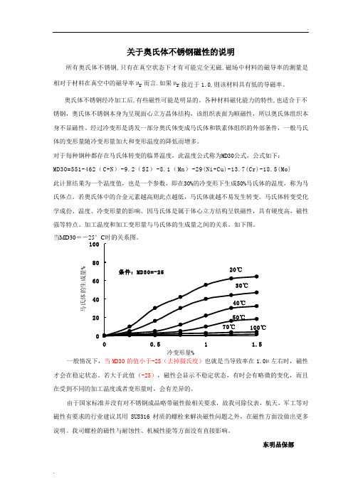 关于奥氏体不锈钢磁性的说明
