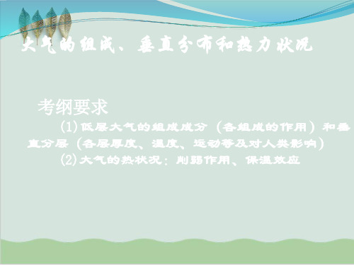 大气的组成、垂直分布和热力状况 教学课件 人教课标版