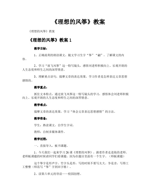 《理想的风筝》教案
