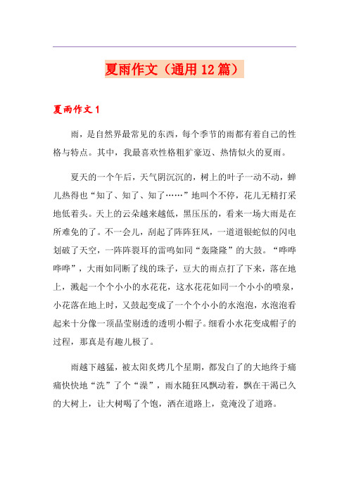 夏雨作文(通用12篇)