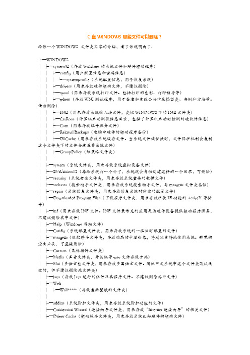 C盘WINDOWS哪些文件可以删除