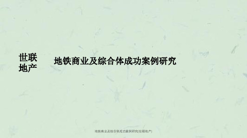 地铁商业及综合体成功案例研究(世联地产)课件