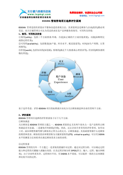 6SIGMA管理咨询项目选择评价原则