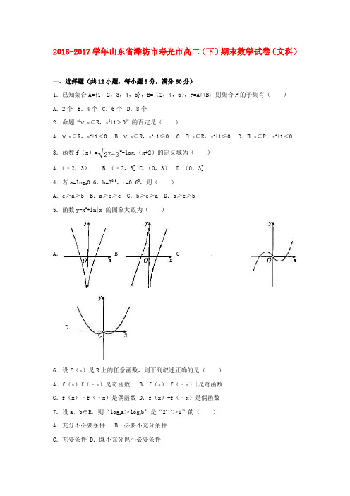 山东省寿光市高二数学下学期期末试卷 文(含解析)