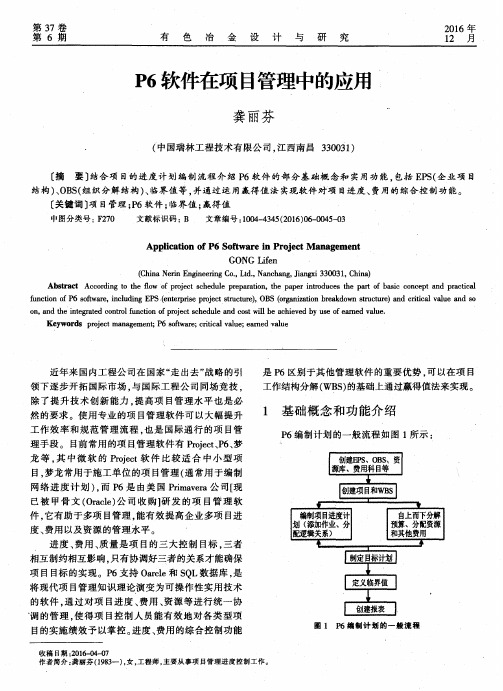 P6软件在项目管理中的应用