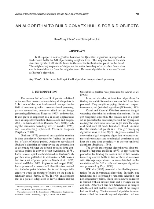 AN ALGORITHM TO BUILD CONVEX HULLS FOR 3-D OBJECTS
