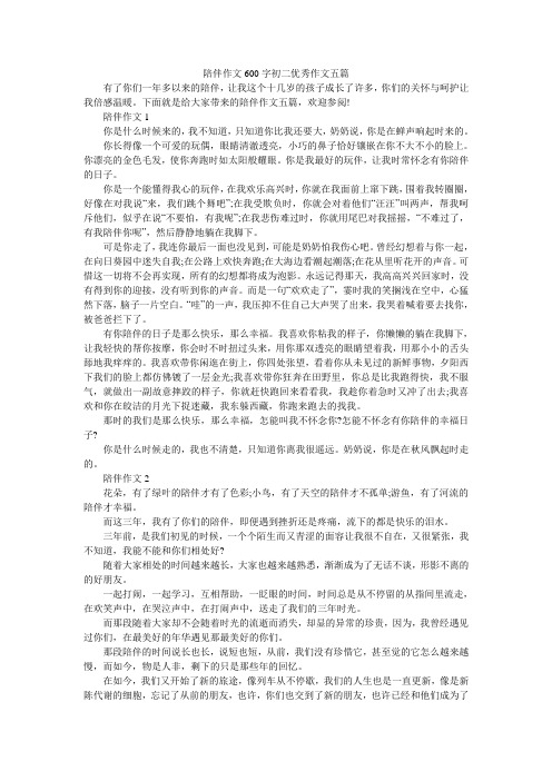 陪伴作文600字初二优秀作文五篇